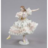 Ballerina, Sitzendorf, Thuringia, 20th century, dancer in elaborate tulle dress in dance pose, on