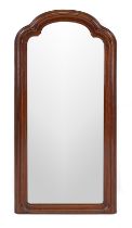Late Biedermeier wall mirror from around 1850, profiled wooden frame with trefoil finial at the top,