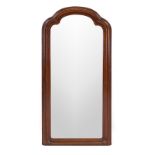 Late Biedermeier wall mirror from around 1850, profiled wooden frame with trefoil finial at the top,