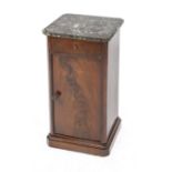 Side cabinet, 19th century, mahogany veneered, rectangular body, beveled and profiled at the corners