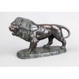 Striding lion, terracotta, designed by KARL KEMEDINGER (1897-1964), bronze patinated figure of a