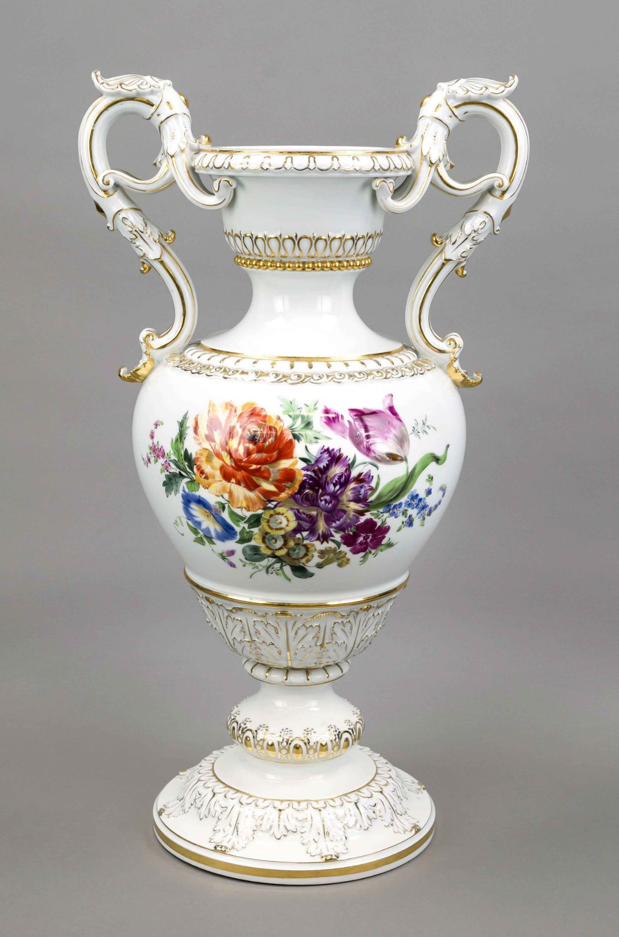 Large vase with handle, Meissen, mark after 1934, 2nd choice, designed by Ernst August Leuteritz
