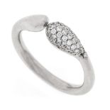 Open pavé brilliant-cut diamond ring WG 585/000 with 42 pavé-set diamonds, total 0.19 ct W/VS-SI, RG