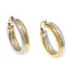 Diamond hoop earrings GG/WG 585/000, each with one brilliant-cut diamond, total 0.10 ct W/SI, d.
