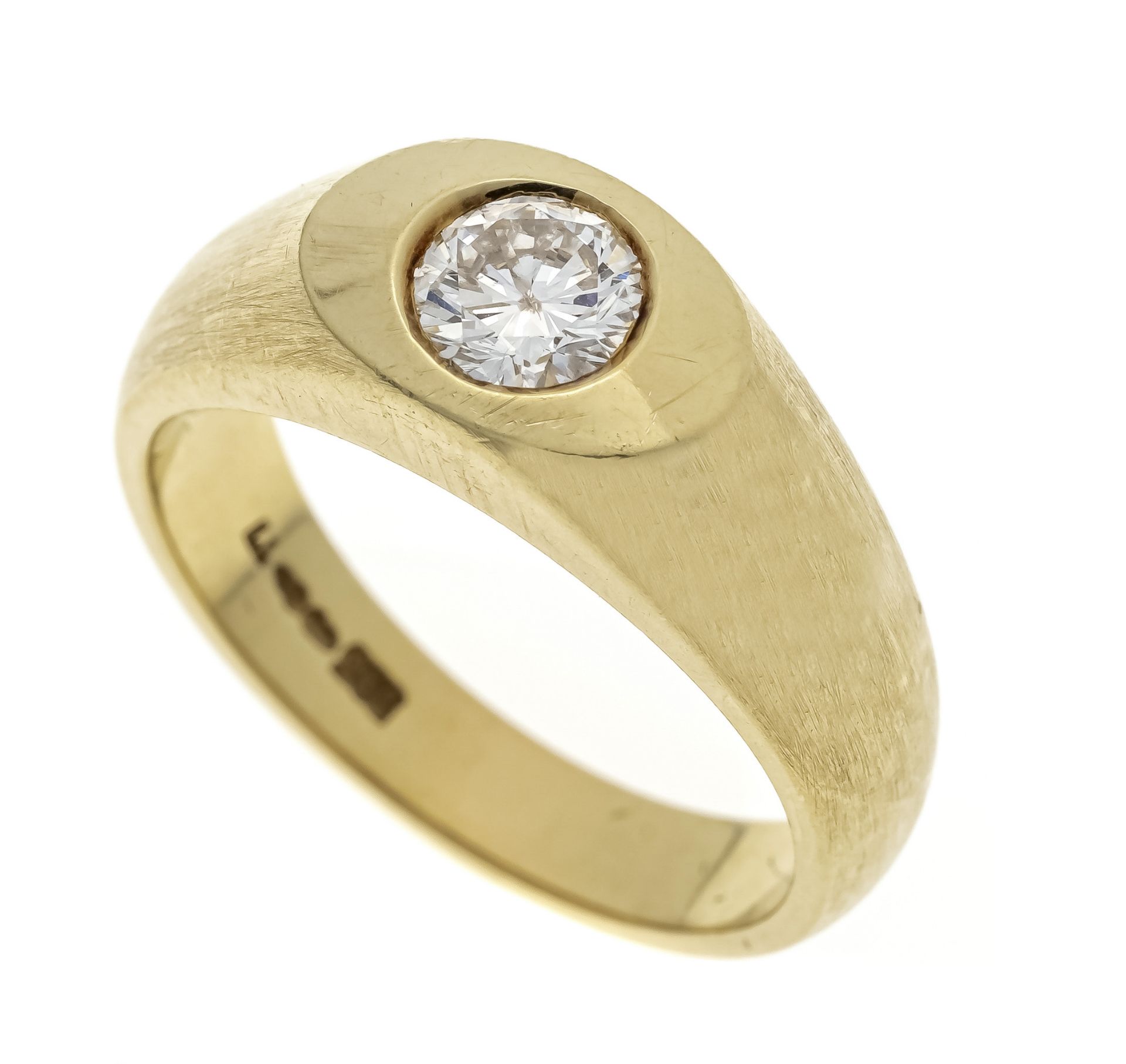 Solitaire ring GG 585/000 with a brilliant-cut diamond 0.65 ct (hallmarked) fine white-white (G-H) /
