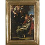 Anonymous 18th century painter, The Death of St. Francis, oil on panel, verso partly illegible