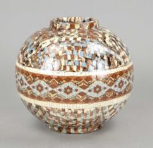 Ball vase, Vallauris, incised signed Jean Gerbino (1876-1966), polychrome mosaic ceramic, partly