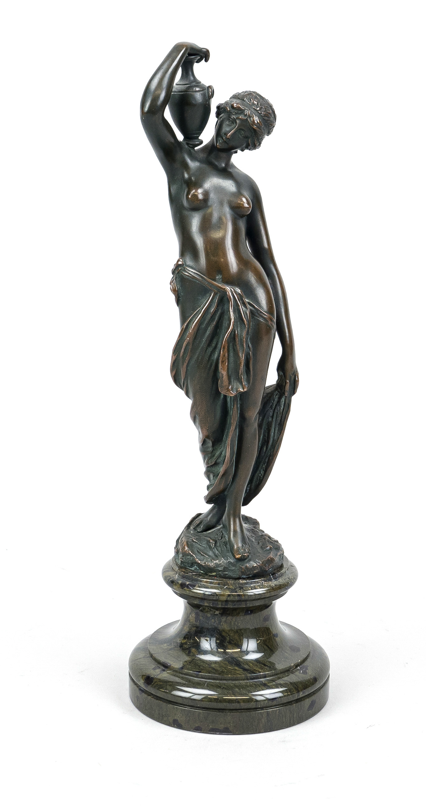 Max Lindenberg (1873-1910), female half nude with jug on her shoulder in antique style, brown