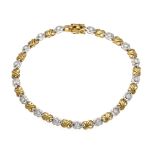 Bicolor brilliant-cut diamond bracelet GG/WG 750/000 with 17 brilliant-cut diamonds, total 0.85 ct