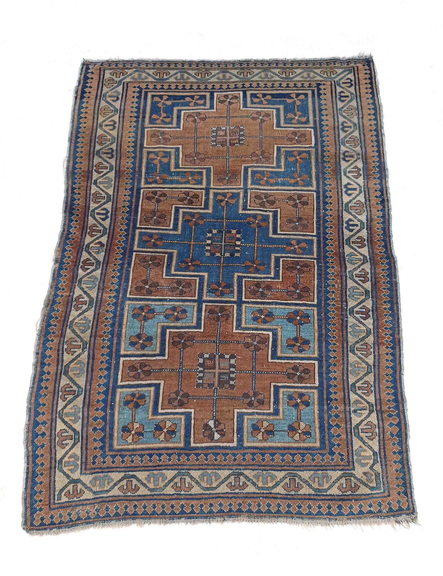 Chuval, Turkmen (Ersari). Even pile with some slightly worn areas. Worn fringes, 104 x 46 cm