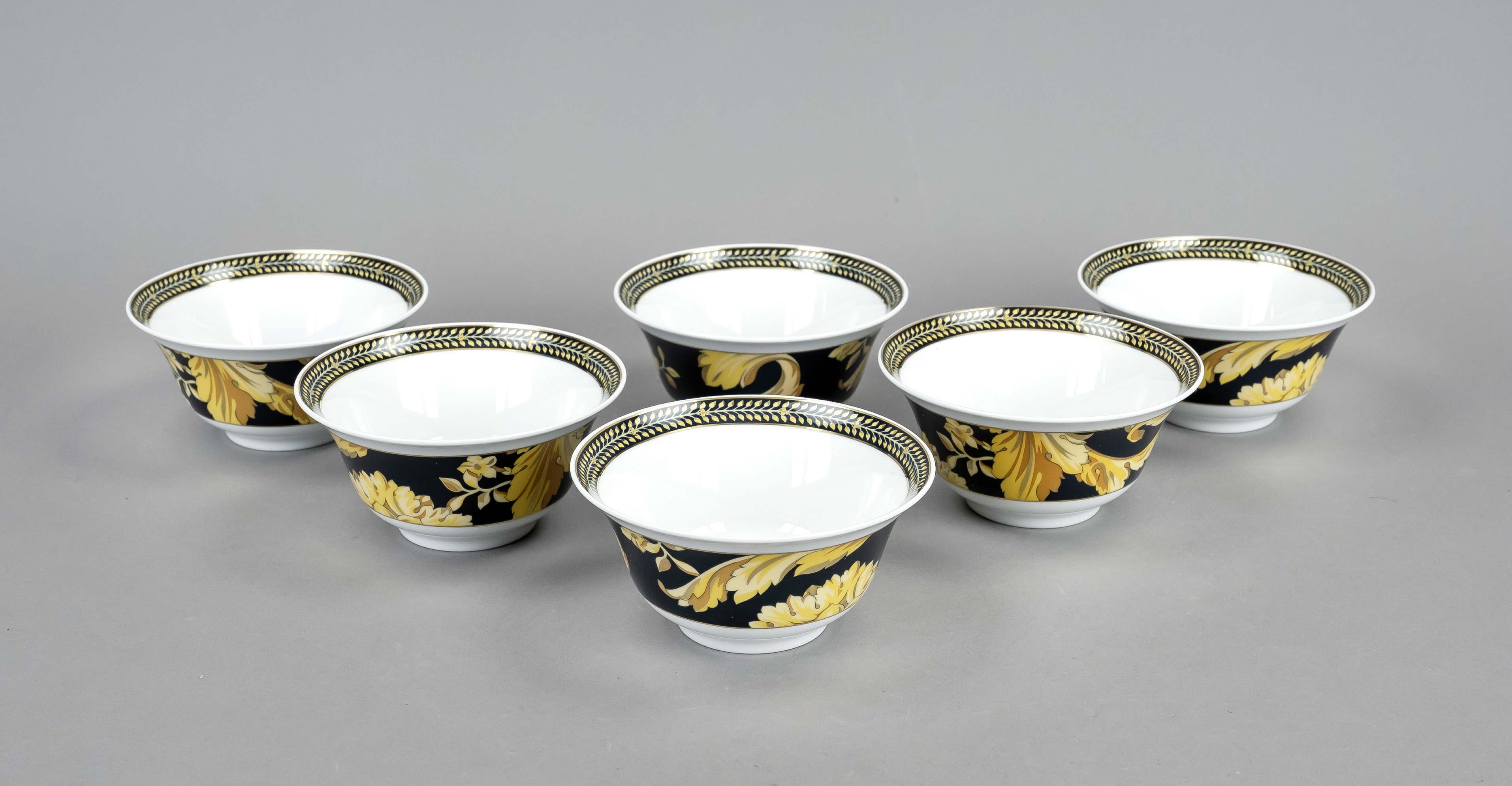 Six small bowls, Rosenthal meets Versace, late 20th century, 2nd choice, 'Vanity' series, stylized