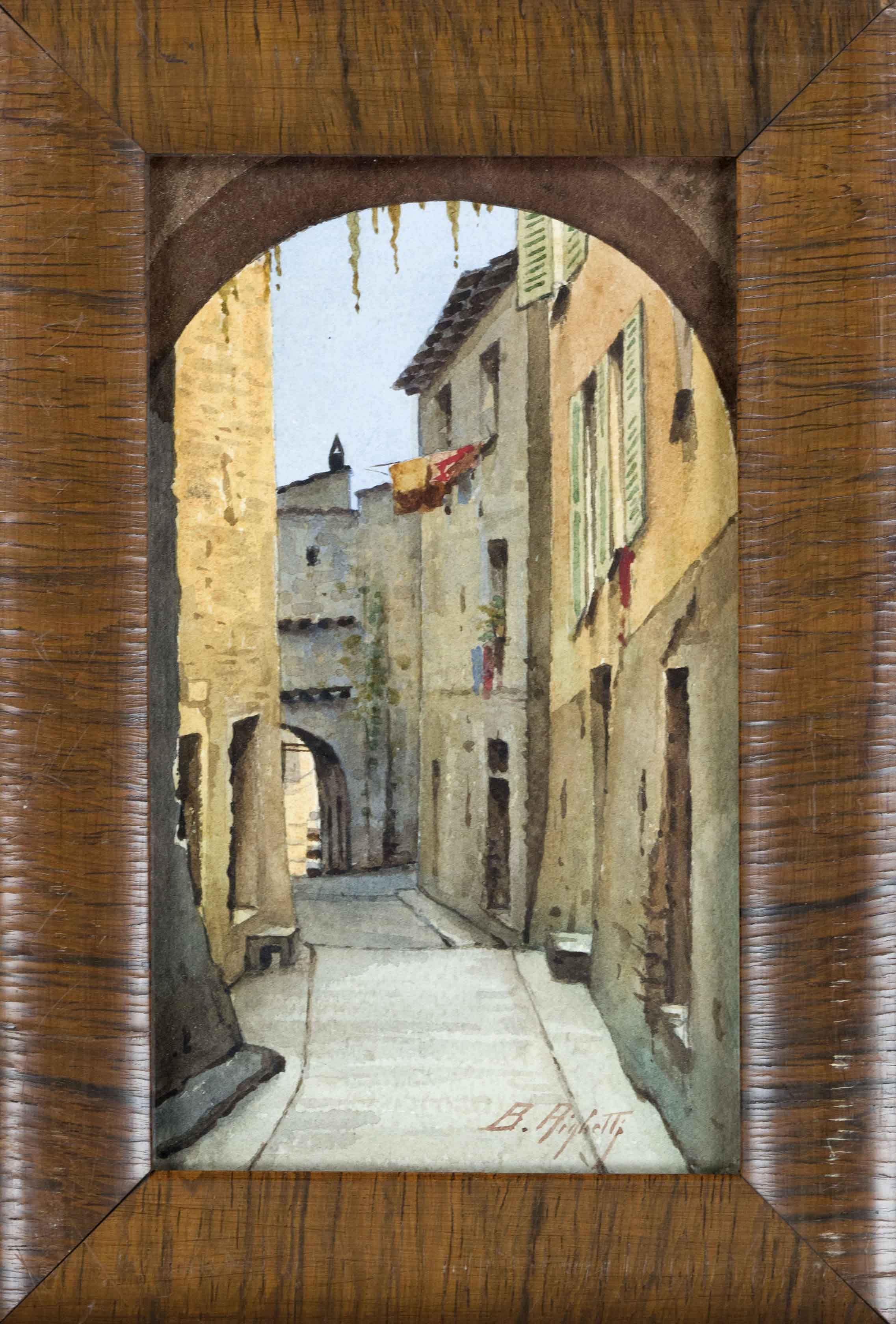 Bernard Righetti (1882-1965), ital. Painter, Italian old town alley, watercolor on paper, signed