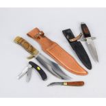 "Birds" knife collection, 2nd half of the 20th century. A large fixed knife in broad Bowie shape,