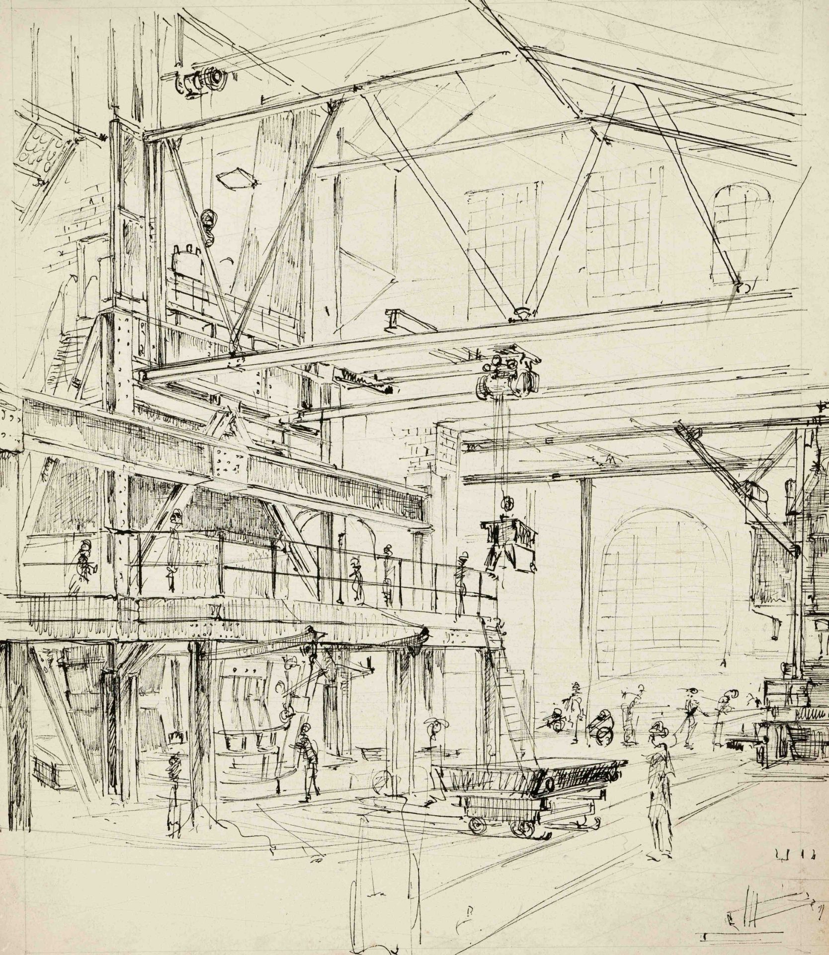 Collection of 10 drawings with motifs from industry and mining, various 20th century artists: ink, - Image 3 of 4