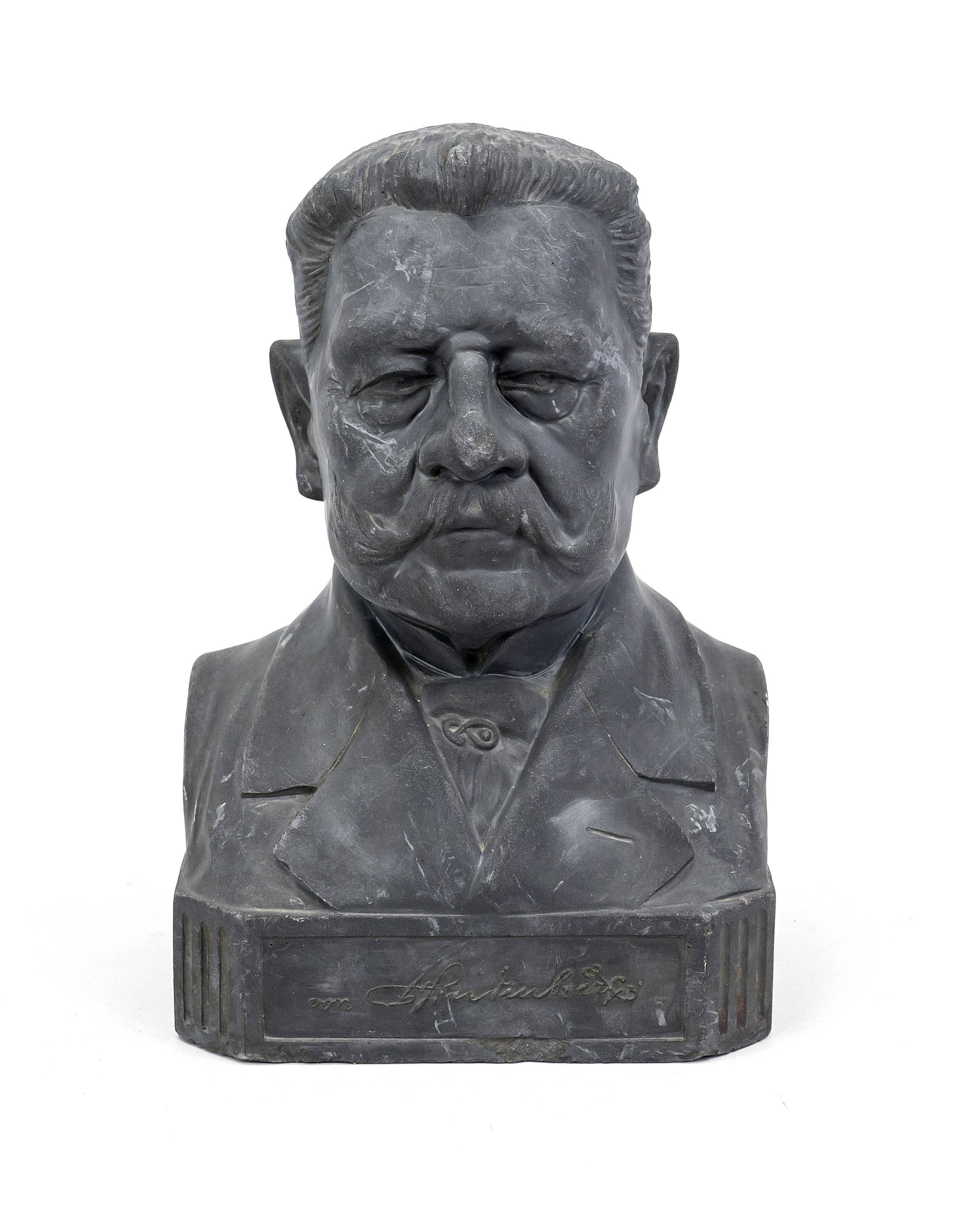 Bust Hindenburg, 1st half 20th century, cast stone, gray, h. 25 cm