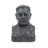 Bust Hindenburg, 1st half 20th century, cast stone, gray, h. 25 cm