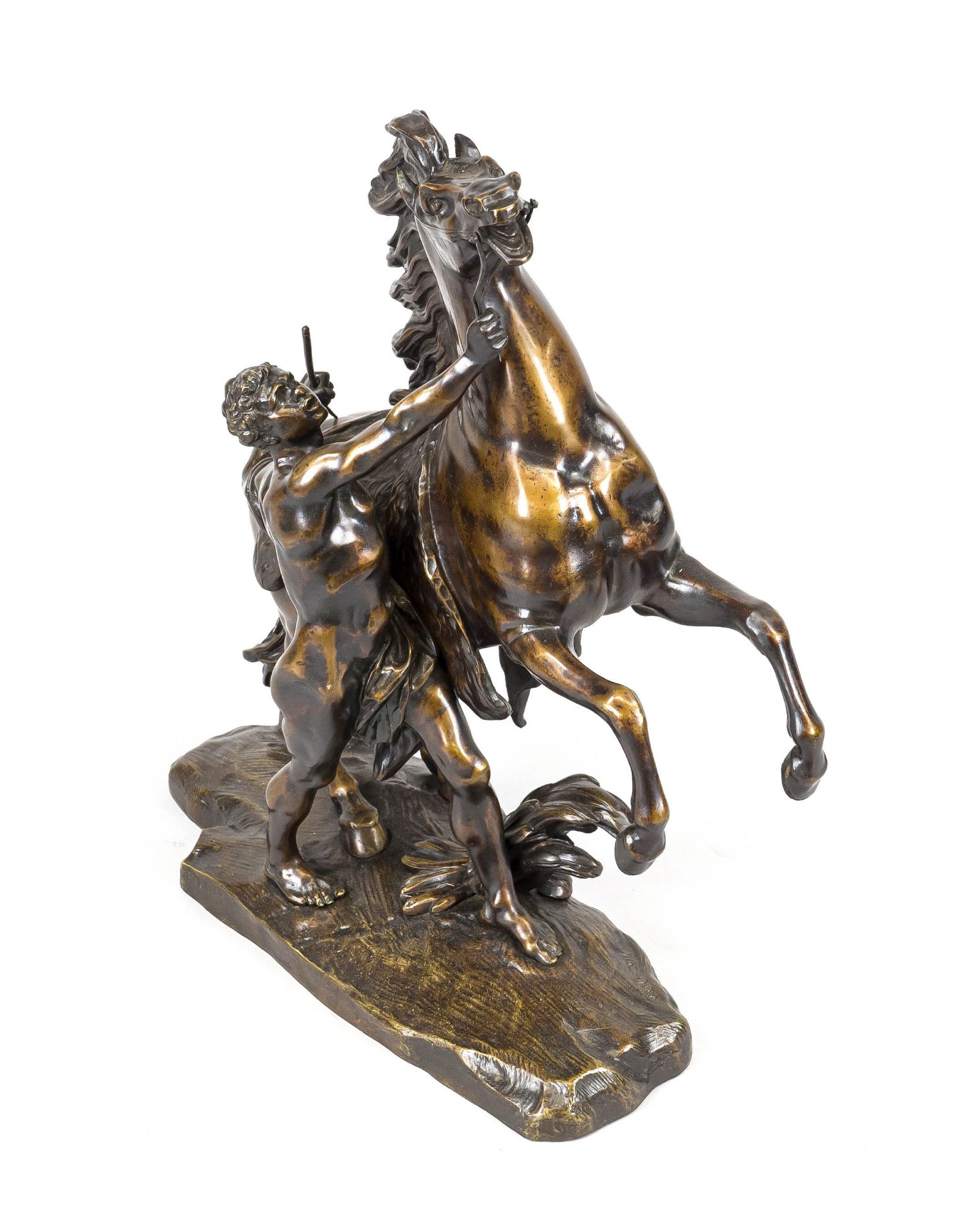 Guillaume Coustou (1677-1746), after, Horse Tamer (Cheval de Marly), bronze, brown patina, reduced