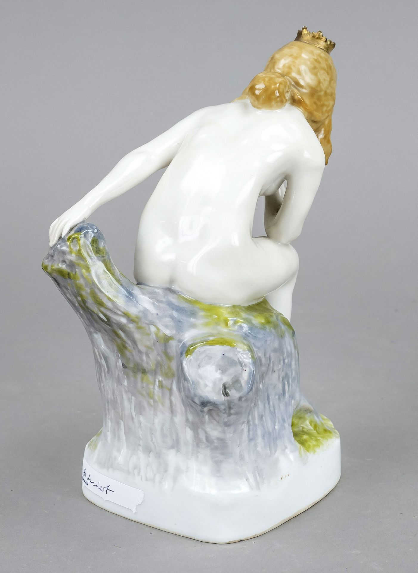 Rare Art Nouveau figure, Karl Ens, Volkstedt, mill mark after 1919, naked princess, sitting on a - Image 2 of 2