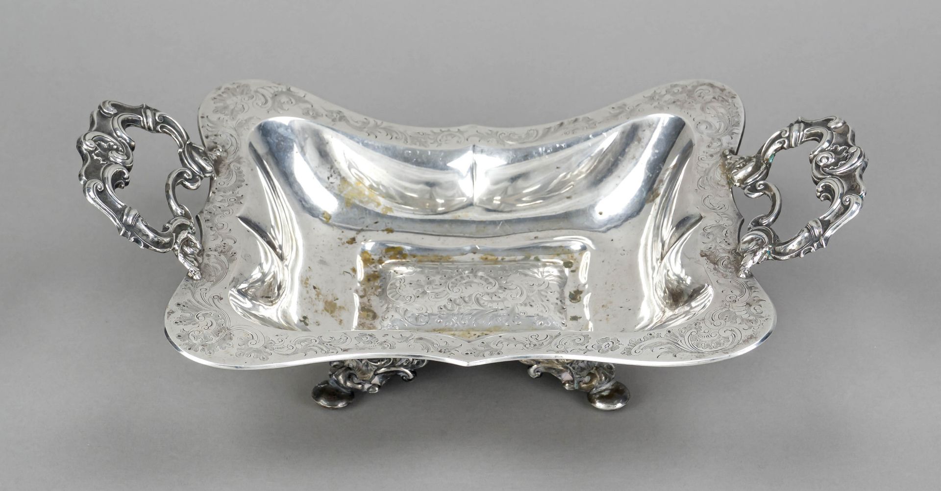 Rectangular bowl, German, 1st half 19th century, master's mark Johann Friedrich Brahmfeld,