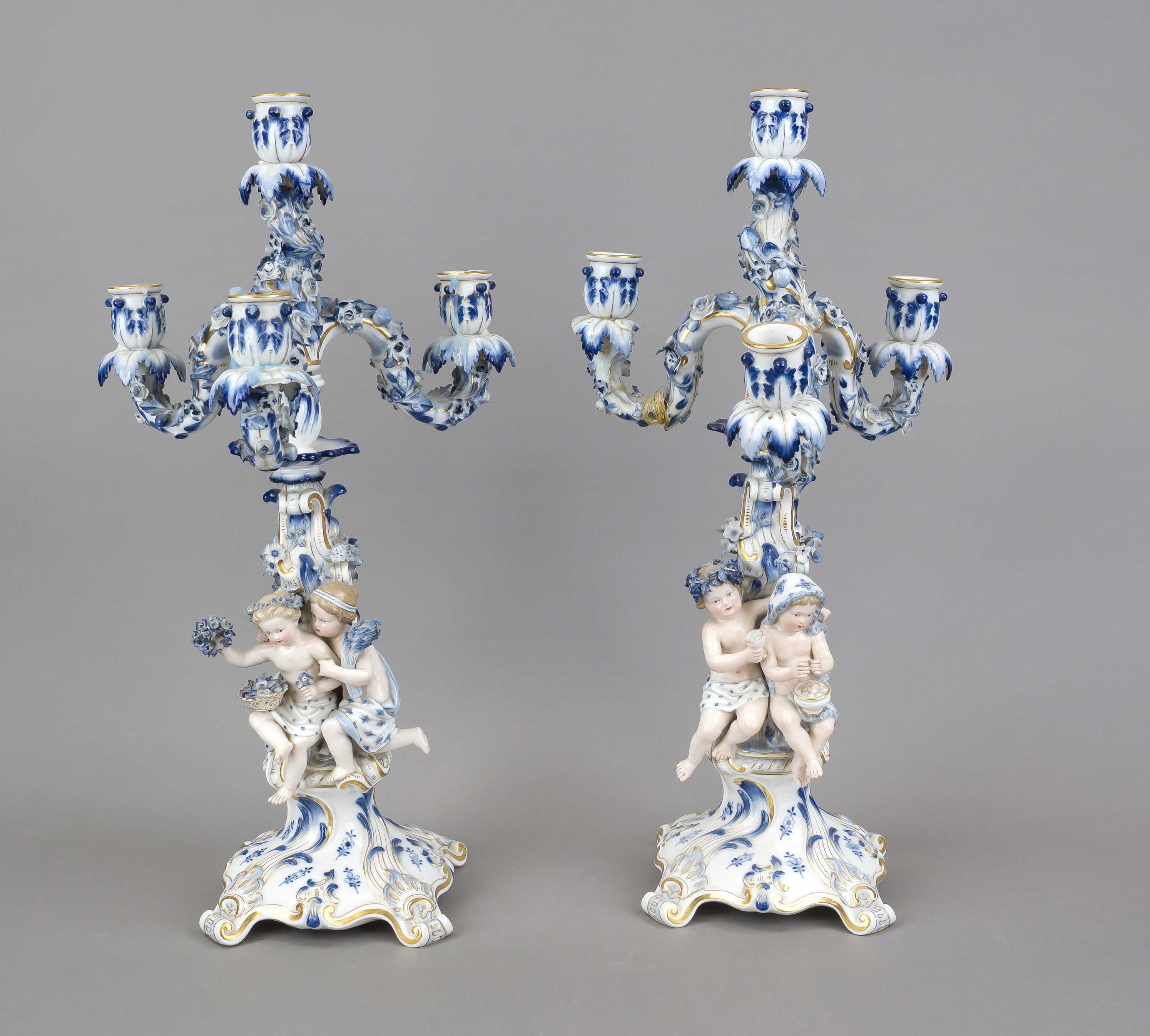 A pair of figural candlesticks, Meissen, Knauff Schwerter, mark 1850-1924, 1st choice, designed by - Image 2 of 2