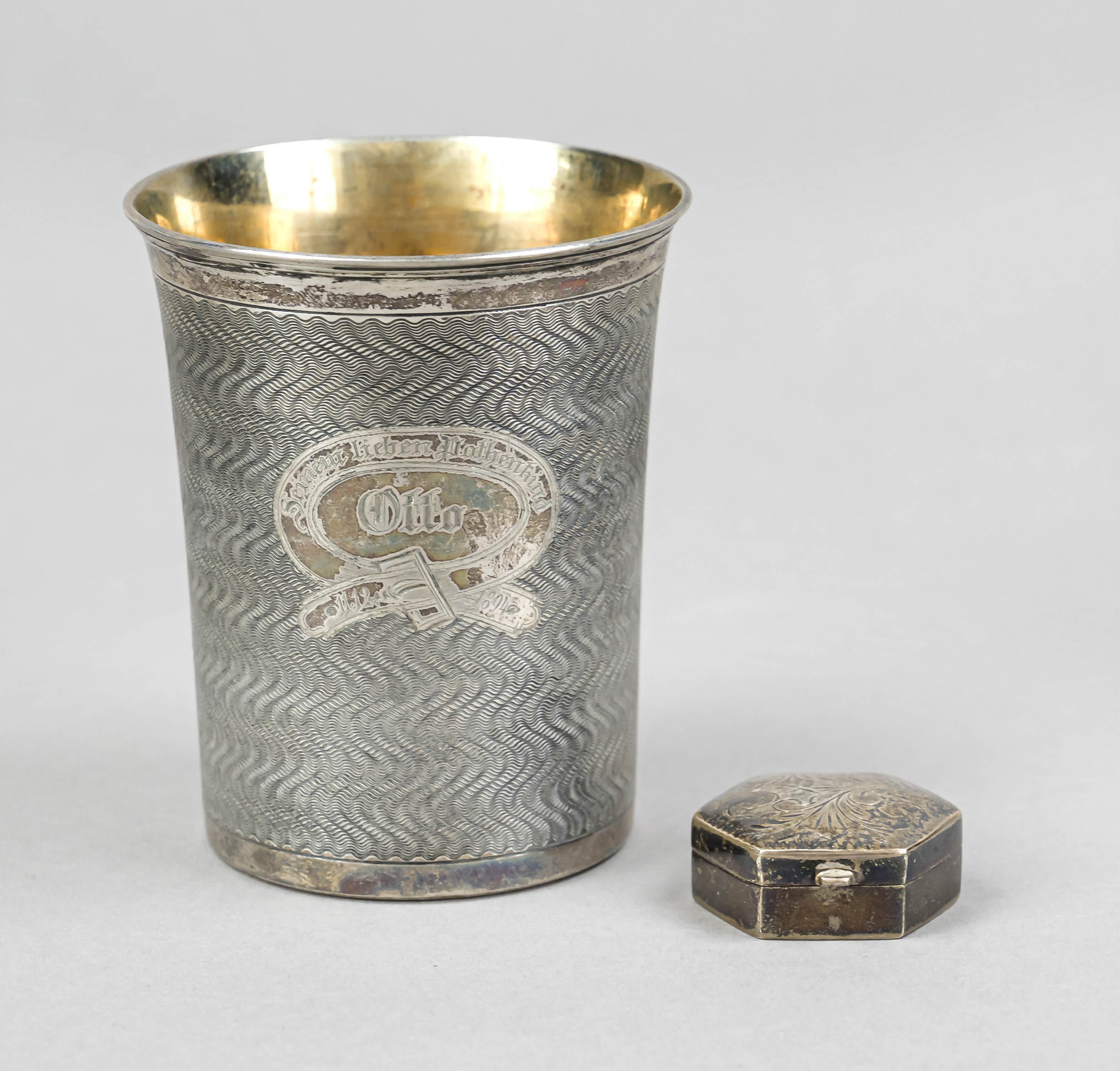 Beaker, 2nd half 19th century, silver 13 solder (812.5/000), gilded interior, slightly conical body,