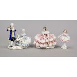 Three tulle lace figures, 20th century, ballerina in dance pose, Aelteste Volkstedter, Thuringia,