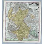 Historical map of the Breisgau, 'Imp. Caes. Carolo VI... Provincia Brisgoia', partly col. Copper