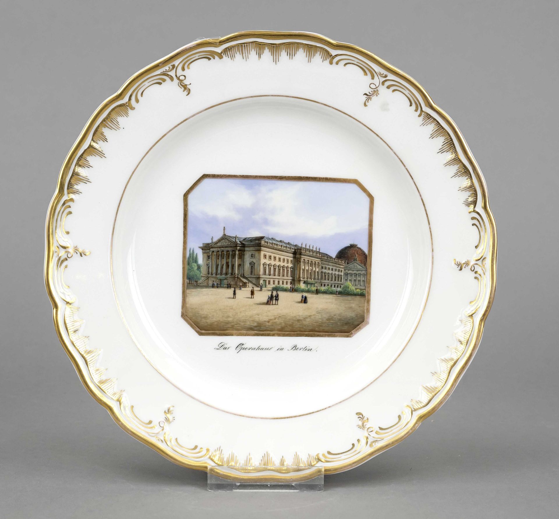 View plate, KPM Berlin, Pfennig mark 1849-1870, shape Neuglatt, in the mirror view of the opera