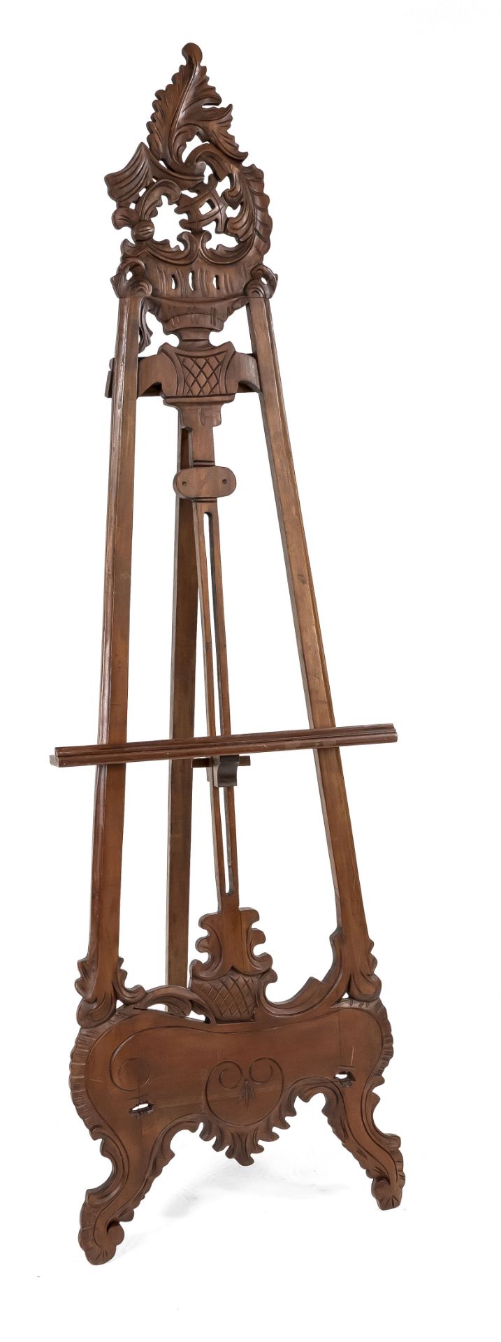 Easel, 2nd half 20th century Dark, finely grained tropical wood (probably mahogany). Classic