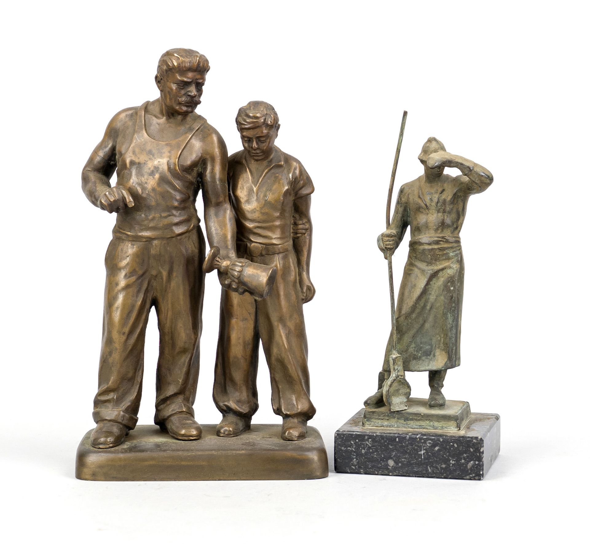 Anonymous sculptor 1st half 20th century, group of figures ''Master and journeyman'' examining a