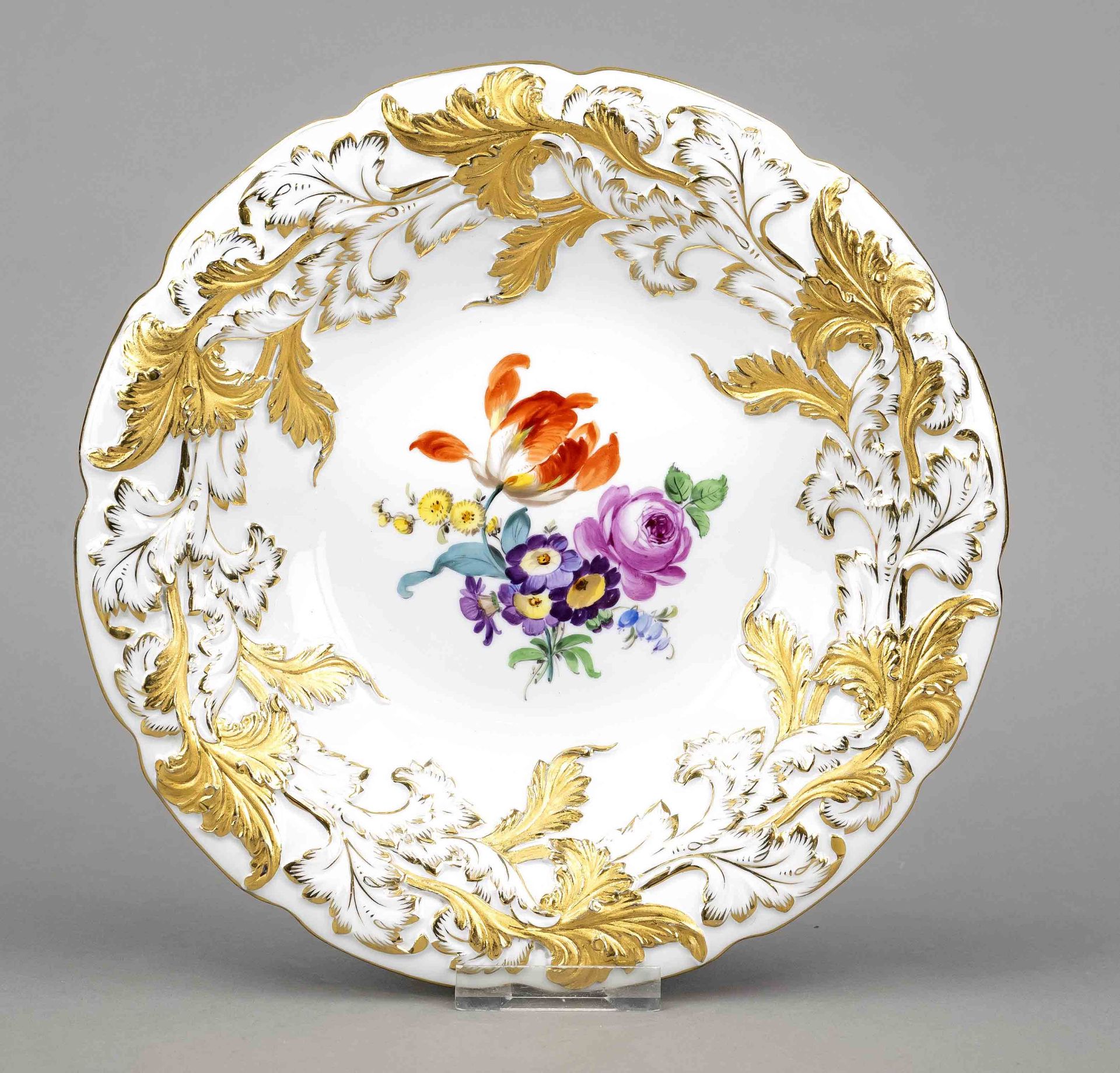 A ceremonial bowl, Meissen, mark 1924-1934, 1st choice, model no. C 113b, polychrome flower painting