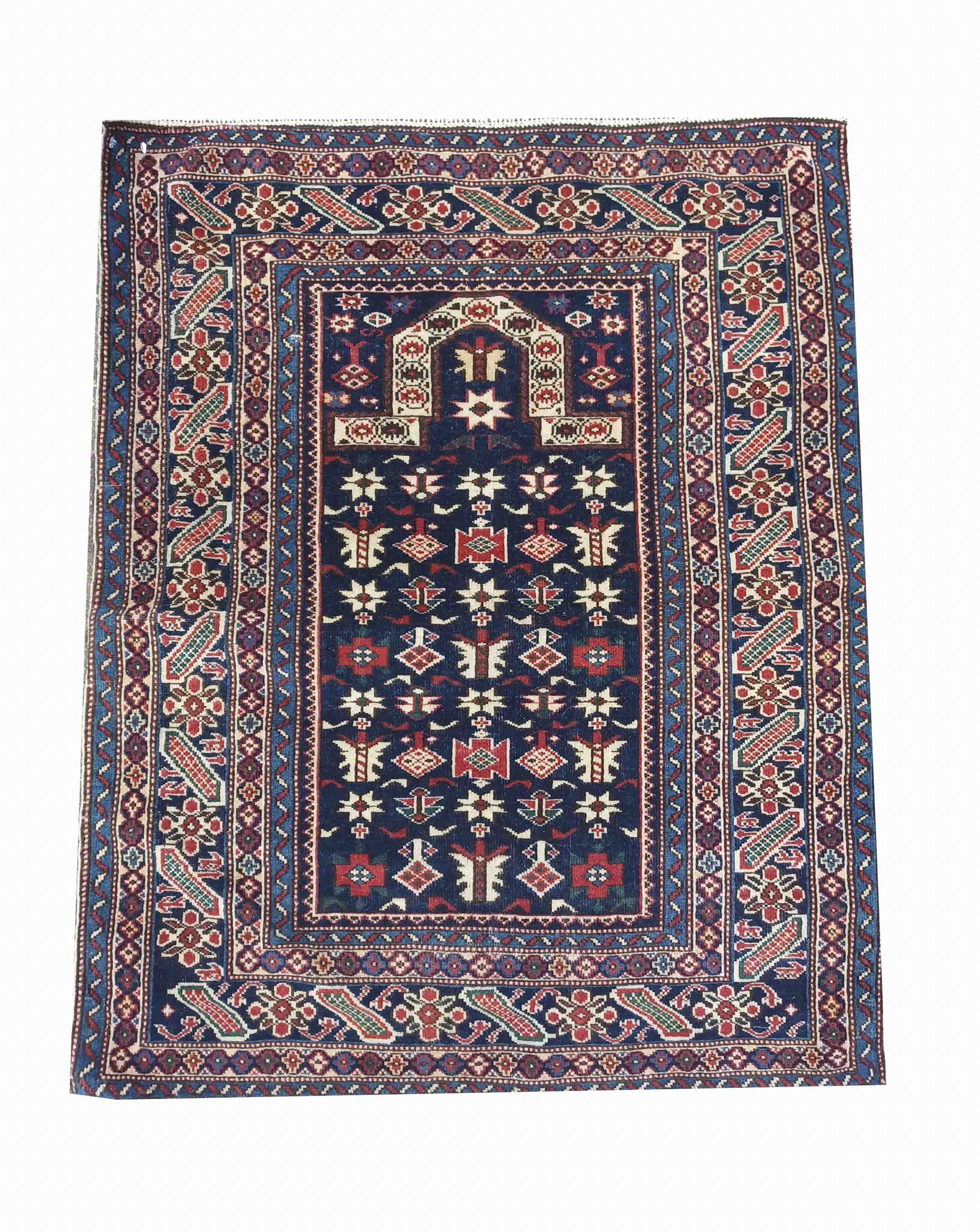 Carpet, Rug, prayer, Chichi. Even high pile, slightly worn, 114 x 85 cm