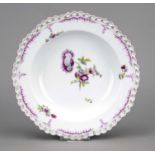 A soup plate, KPM Berlin, c. 1800, 1st choice, Königsglatt form, cross flowers in green,