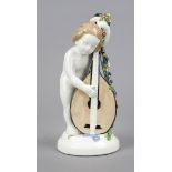 Art Nouveau figure, putto with double bass, Kunstkeramische Fabrik A. Förster & Co., Vienna, c.