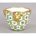 Cachepot, France, Sevres imitation mark, 20th century, surrounding painting with flowers,