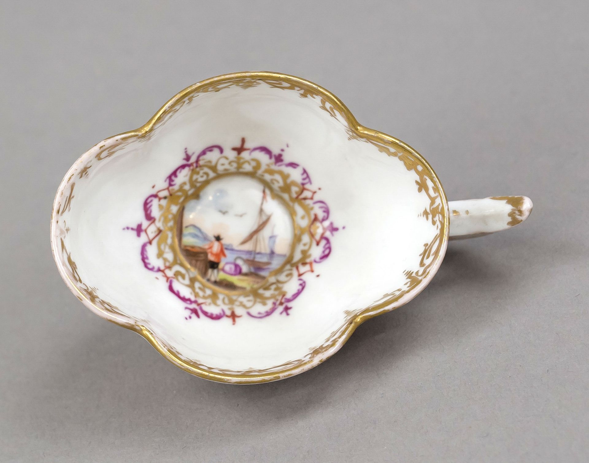 A demitasse cup with saucer, Helena Wolfsohn, Dresden, mark 1875-1886, quatrefoil shape, - Image 3 of 3