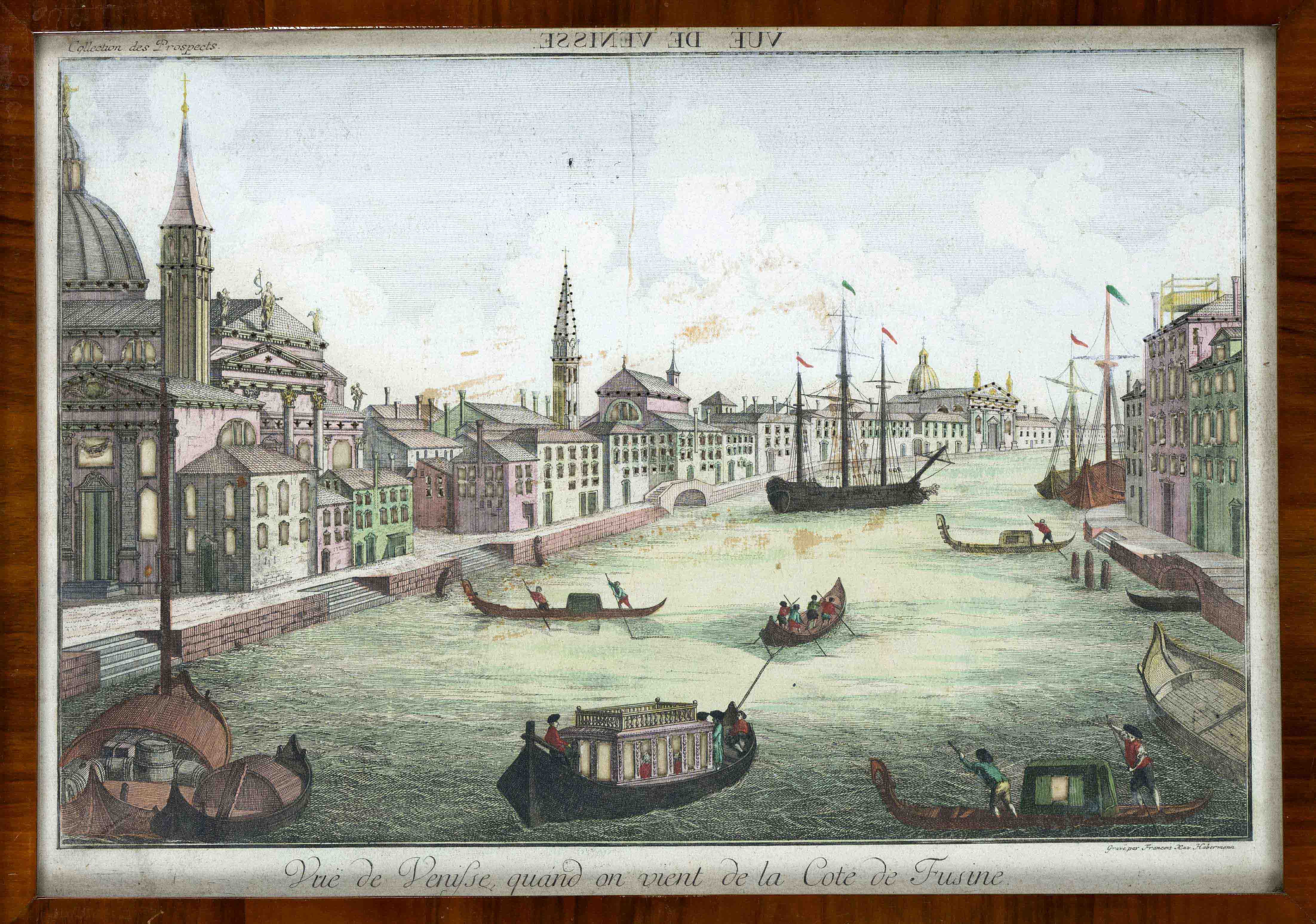 Two peep-box sheets c. 1780, view of Venice ''Vue de Venisse'' and view of a harbor on Menorca ''Vue