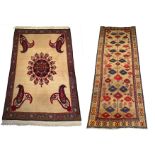 2 carpets, Ardebil, worn, 298 x 108 cm. Iran, slightly worn, 200 x 128 cm - The rug can only be