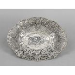 An oval openwork basket, probably German, 20th century, probably Hanau, silver, tested, fitted