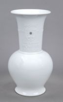 Vase, Nymphenburg, mark 1925-1975, white, relief inscription 'Grosshadern, Pansing, Feldmoching