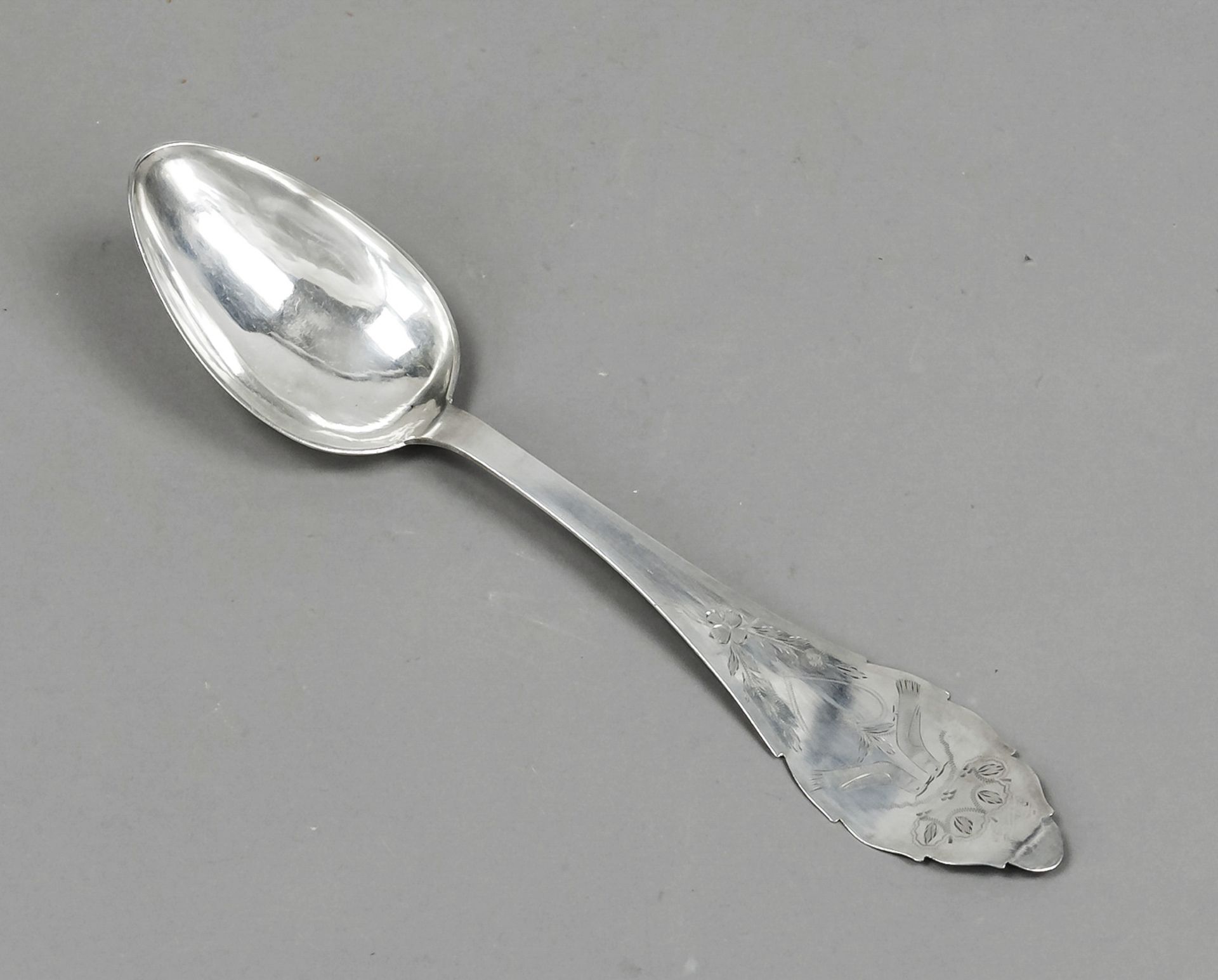 A large wedding spoon, German, mark 1794-1816, Hamburg hallmark, master's mark Isaac W. Schäf(f)ler,