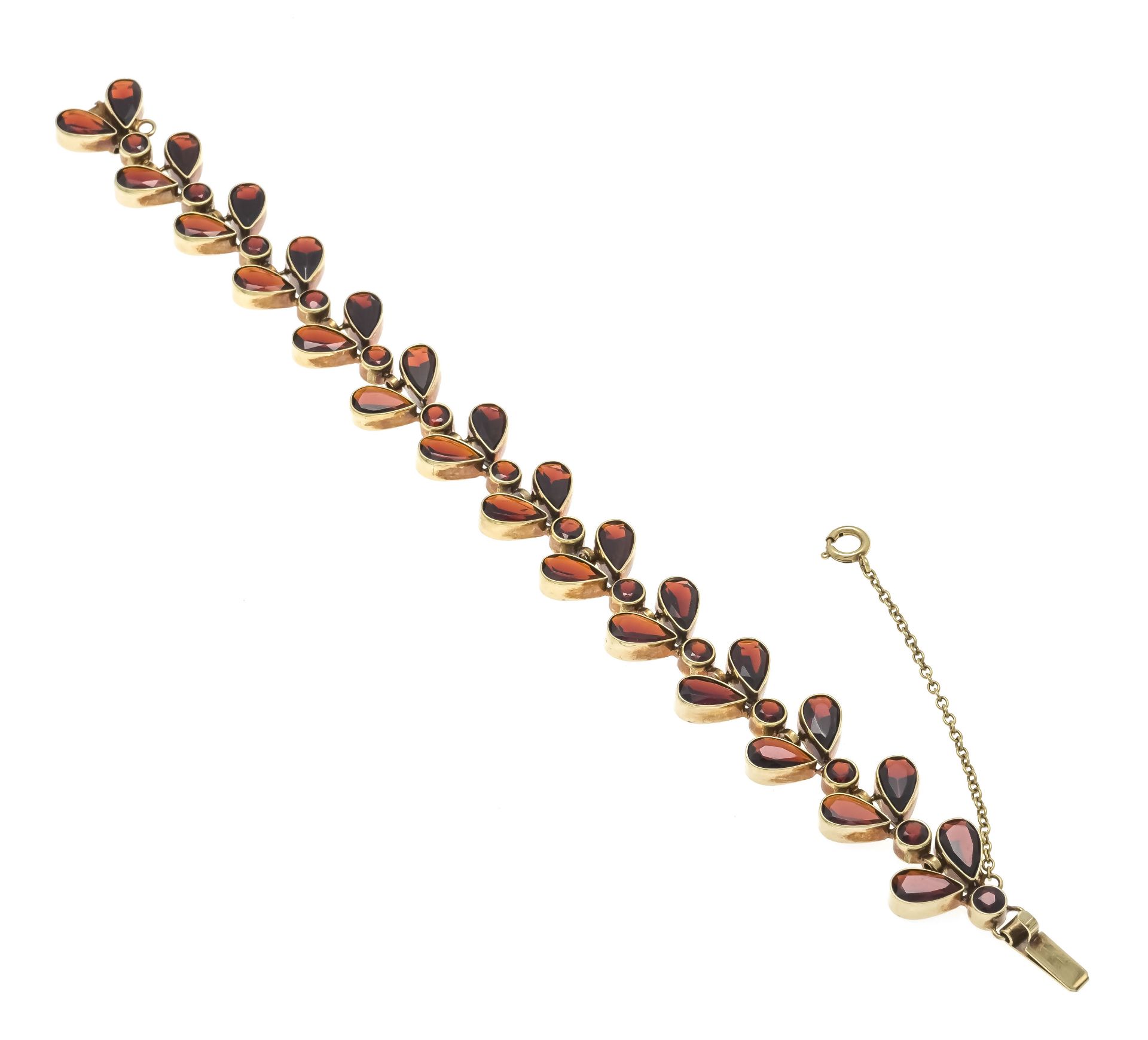 Garnet bracelet GG 333/000 unstamped, tested, with drop-shaped and round faceted garnets 8.6 - 3.6 - Image 2 of 2