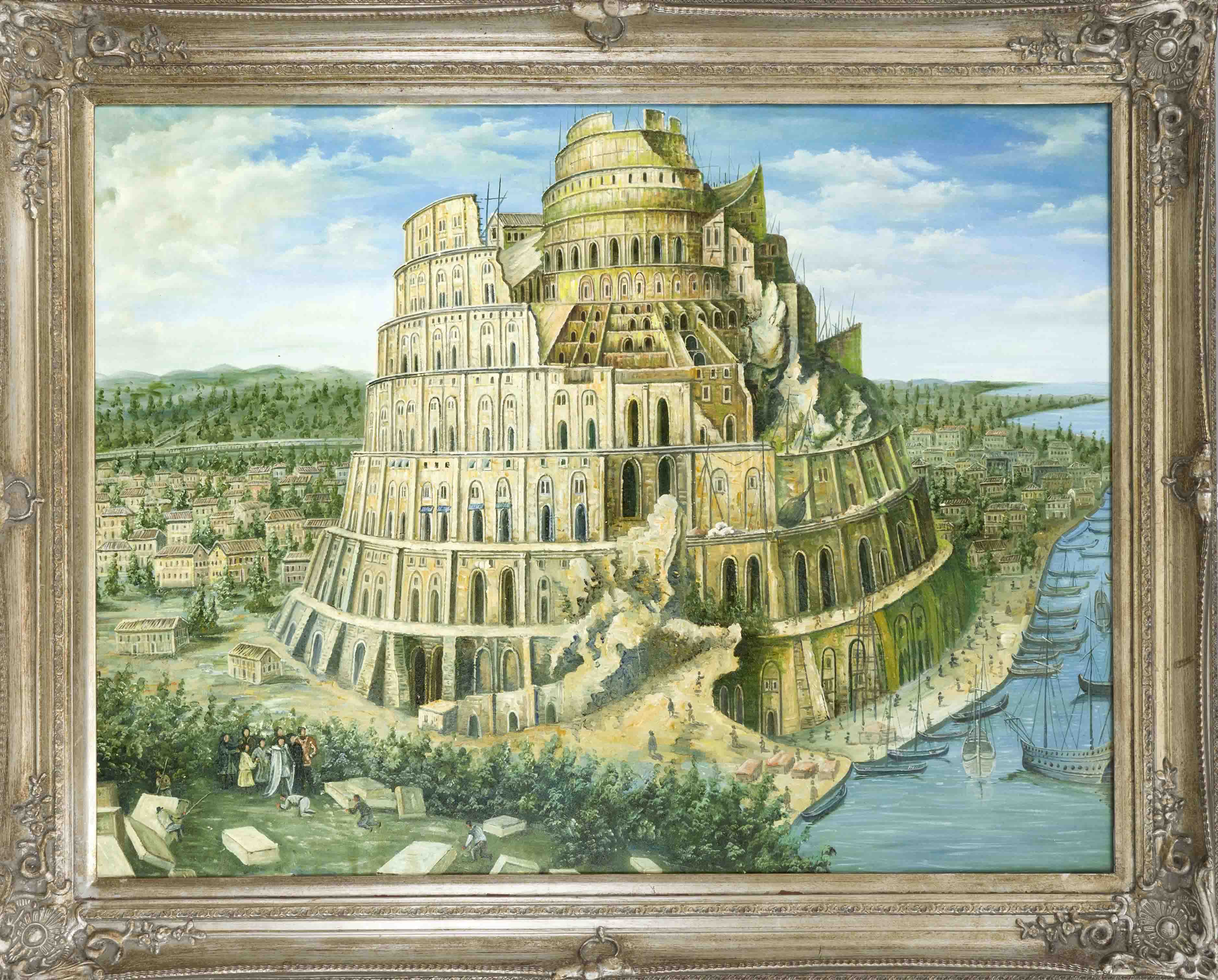 Anonymous painter of the 21st century, Tower of Babel inspired by Pieter Brueghel the Elder, oil