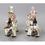 Pair of figures 'Sultan and sultana on elephants' after the Meissen model, 20th/21st century, marked