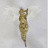 Wall lamp with angel, 19th/20th century, bronze/brass. Wall piece decorated with palmettes with an