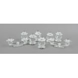 Eight candlesticks, 2nd half 20th century, Swarovski, 2x 2-light, 6x 1-light, each clear glass,