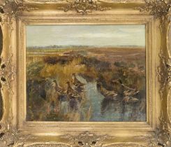 Karl Weißgerber (1891-1968), Enten im Moor, oil on canvas, signed lower right ''C. Weizgerber'',