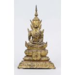 Buddha Rattanakosin, Thailand, 19th century, bronze with lacquer gilding, rubbed and chipped, h.