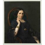 signed Kousmin (?), portrait painter mid-19th century, Portrait of a woman in black, oil on