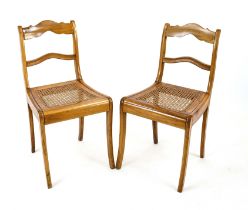 Pair of Biedermeier chairs, circa 1830, cherry, wickerwork seat, 85 x 44 x 42 cm - The furniture can